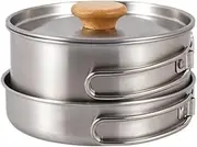 Outdoor Cookware Outdoor Mountaineering Camping Portable Pot Frying Pan Soup Pot Home Picnic Pot Set Hiking Mess
