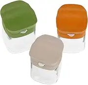 ETHZZLE 3pcs Glass Spice Jars with Flip Lids Airtight Condiment Containers for Kitchen Storage Clear Transparent Design Easy One Handed Use Preserves Freshness and Flavor