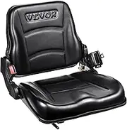 VEVOR Universal Forklift Seat, Fold Down Tractor Seat with Adjustable Angle Back, Micro Switch and Retractable Seatbelt, 16-34 cm Slot Forklift Seat for Tractor Loader Excavator