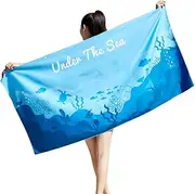 Chamgeco Microfiber Sand Free Beach Towel, Large Quick Dry Pool Towel Bath Blanket, Lightweight Super Absorbent Towels for Swimming Pool Yoga Gym Travel Beach Essentials for Adults Kids (Sea)