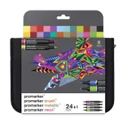 Catzon 24 Pcs Markers Broad and Fine Dual-tip Quick Dry for Painting-Travel