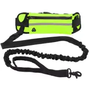 Hands Free Dog Leash for Running Walking Reflective Leash with Waist Bag Retract
