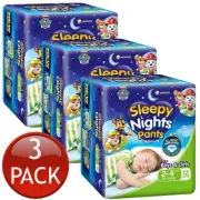 3 x Babylove Sleepy Nights Pants Sizes 2-4 Years Overnight Nappies Pads 12 Pack