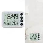 Digital LCD LED Travel Alarm Clock with Temperature Display Small Size White