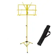 Bright Yellow Sturdy Folding Sheet Music Stand w Bag Adjustable Tripod Stand