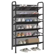 6 Tier Shoe rack for closet Mesh fabric narrow Metal shoe racks, 6-Tier Black