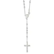 Sterling Silver Polished Beaded Rosary 30 Inch Necklace