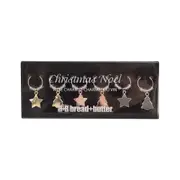 6pc Bread and Butter Alloy/Steel Star/Tree Wine Glass Charms Tag/Marker Set