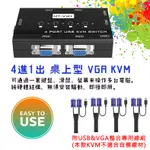 精裝版 VGA KVM 切換器 USB供電 附專用線組 4進1出 四台電腦共用一套螢幕滑鼠鍵盤 解析度可到1080P