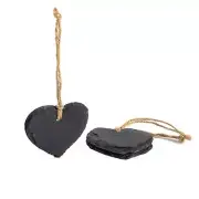 6x Slate Heart Hanging Tags Small Plant Chalkboard Gift Labels with String