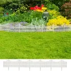 Garden Fence with 17 Pieces Insert White Plastic, Garden Picket Fence Edgings La
