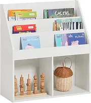 SoBuy White Children's Bookcase with 3 Shelves and 2 Open Compartments Newspaper Rack Storage 73x80x30 cm KMB01-W