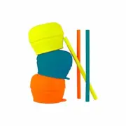 Boon SNUG Stretchy Silicone Lids with Straws, No Spill Baby Sippy Lids for Toddl