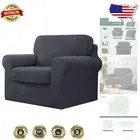 Elegant 3-Piece Stretch Sofa Cover Set - Small Size, Gray Checkered Design