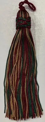 5" Burgundy Green Gold Chainette Crown Tassel Tassels Lot Of 6 Holiday Trim