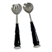 Set 2 Black Glossy Enamel Salad Servers