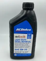 AC DELCO LIGHT DIESEL MOTOR OIL DURAMAX SAE 0W-20 DEXOS D 19370138 10-9277 1 QT