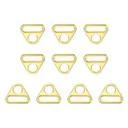 10Pcs 0.98" Adjuster Triangle with Bar Swivel Clip D Dee Ring Buckle, K Gold