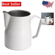 Professional Grade Milk Pitcher/Jug - 500ml Stainless Steel, White Finish