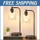 Rustic Black 3-Way Touch Lamps with USB Ports - Ideal for Bedroom & Living Room