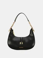 GUESS Black Kuba Top Zip Shoulder Bag, Denim