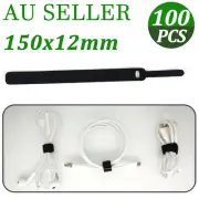 100PCS Nylon Hook and Loop Strap Cable Ties Reusable Cord Tidy PC TV Organizer