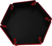 KOMBIUDA Foldable Dice Tray Storage Plate Hexagon Tray for Desktop Games PU Leather Box for Sundries