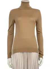Brown Turtleneck Knit Top