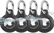 YOKRWO [4 Pack] for Airtag Holder, for Air Tag Case Waterproof for Airtag Case with Keychain, PC Hard Shell Swivel Buckle, for Airtag Case Suitable for Tracking, Bags, Luggage, Keys (Black)