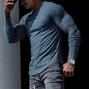 Men's T Shirt Long Sleeve Shirt Long Sleeve Crew Neck Spring Fall Plain Designer Casual Comfortable Street Sports Holiday Black White Gray Top Tee for Men