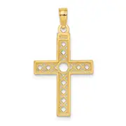 14K Yellow Gold D/C And Xo Pattern Cross Charm