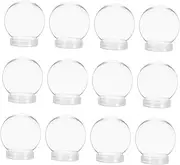HEATSHAKING 12Pcs DIY Snow Globe Craft Kit Clear Plastic Candy Jars with Screw Off Cap for Creating Unique Snow Globes for Christmas Halloween Winter Crafts