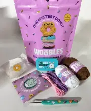 NEW The Woobles LOG Mystery Donut crochet kit yarn hook Chocolate White W Tin