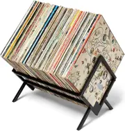 Record Holder - Matte Black Metal - 80-100 LP Storage - Simple, Quick Assembly -