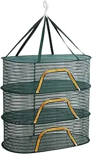 Herbs Drying Rack - Fish Drying Rack | Herb Drying Mesh | 3 Layer Foldable Drying Rack with Zippers | Drying Rack for Buds, Fruits, Vegetables, Herbs, Fish, Clothes, Doll | Anti-Fly, Balcony Use