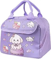 [Linkidea] Lunch Bag for Kids, Large Capacity Lunch Tote Bag with Hand Strap, Reusable Box Container for School, Compatible with B.Box, Sunhanny, Pedeco, QQKO, Xgxn Lunch Box (Purple)