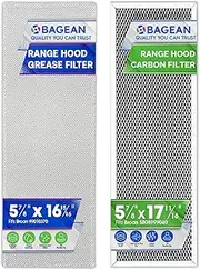Bagean Grease Stove Vent Hood Filter 99010370 and Charcoal Filter SB08999040 Compatible with Broan Range Hood Filter Replacements - Aluminum Mesh and Carbon Filters Combo Pack for Non Ducted Oven
