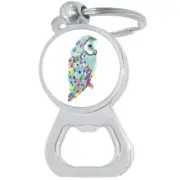 Rainbow Owl Bottle Opener Keychain - Metal Beer Bar Tool Key Ring