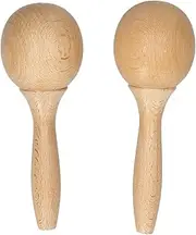YaSao Beech Maraca Rumba Shaker Rattles Percussion Instrument Wooden Maraca Pair Percussion Maraca Musical Instrument 1 Pair no Flat Base