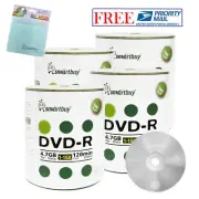 400 Smartbuy DVD-R 16X 4.7GB Logo Top Blank Media Disc + FREE Micro Fiber Cloth