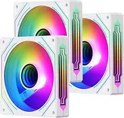 NEXTGENOEM SEGOTEP HB12 Gaming PC Cooling Fan - Reverse Airflow - 120mm - Infinity Mirror ARGB Case Fan - PWM - White Color (Pack of 3)