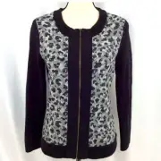 Pendleton Merino Lamb Wool Knit Cardigan Large Zipper Gray Black NWT size 1X