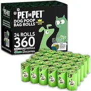 PET N PET 360 Counts Dog Poop Bags USDA Certified 38percent Biobased 24 Rolls of Strong 17 Microns Thick Dog Waste Poo Bags 9x13 Inches Green Unscented Poop Holder