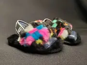 UGG TODDLER FLUFF YEAH SLIDE CHECKS SIZE 6T MULTI SLINGBACK SLIPPER SANDALL
