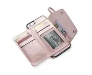 Case for iPhone 6 Plus / 6S Plus, Leather Wallet Case With Card Pockets Back Flip Shockproof Cover Case-Rose Gold