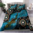 AU Indigenous Bedding Set Aboriginal Inspired Dreamtime Crocodile Doona Cover