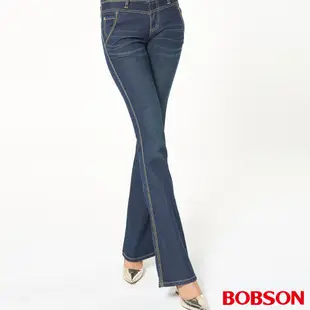 BOBSON 女款低腰伸縮小喇叭褲