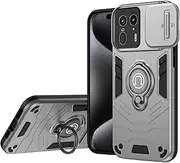 Full Cover Hinge Protection Compatible with Motorola Moto Edge 50 Ultra Case with Kickstand & Slide Camera Cover, Shockproof Military-Grade Case Rugged Protective Cover Protective Phone Case(Silver)