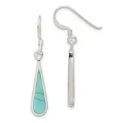Sterling Silver Polished Turquoise Teardrop Dangle Earrings