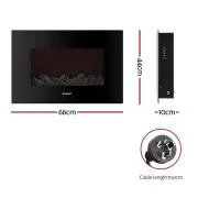 Devanti 2000W Black Electric Fireplace Fire Heater